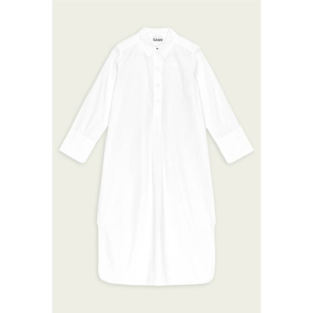 NEW GANNI cotton poplin oversized shirt dress in bright white - Picture 5 of 6